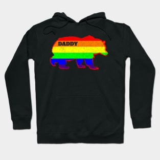 Mens Gay Fathers Day LGBT Rainbow Daddy Bear Pride Hoodie